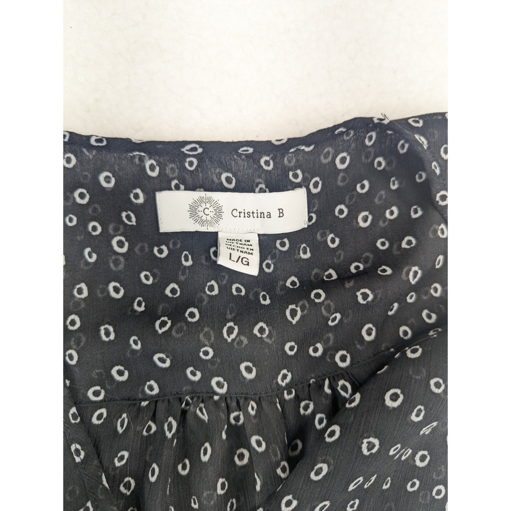 Cristina B Double Layer Sleeveless Blouse Womens Black and White L - Picture 5 of 6